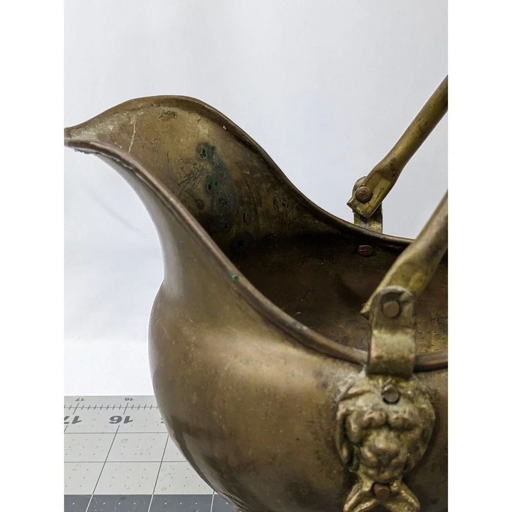 Brass Bucket with Ceramic Handle Pot 6 Inch Tall